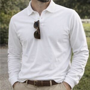L.L. Bean White Long Sleeve Polo Shirt